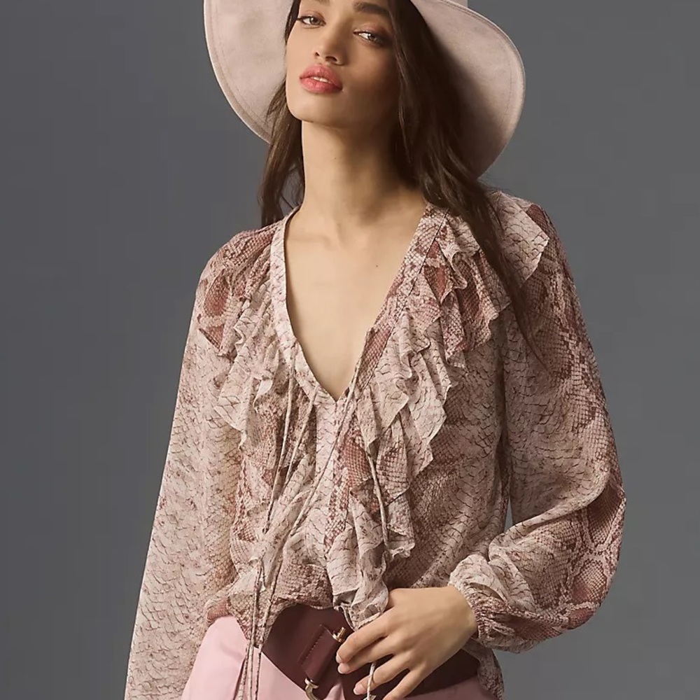 Long-Sleeve Ruffled Blouse - Picture 11 of 11